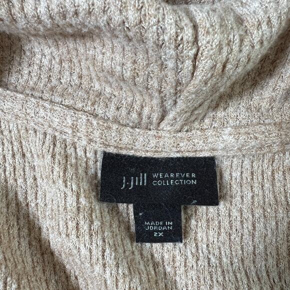 J Jill Wearever Collection Waffle Knit Stretch Cowl Neck Tunic Top Tan Size 2X - Picture 4 of 7